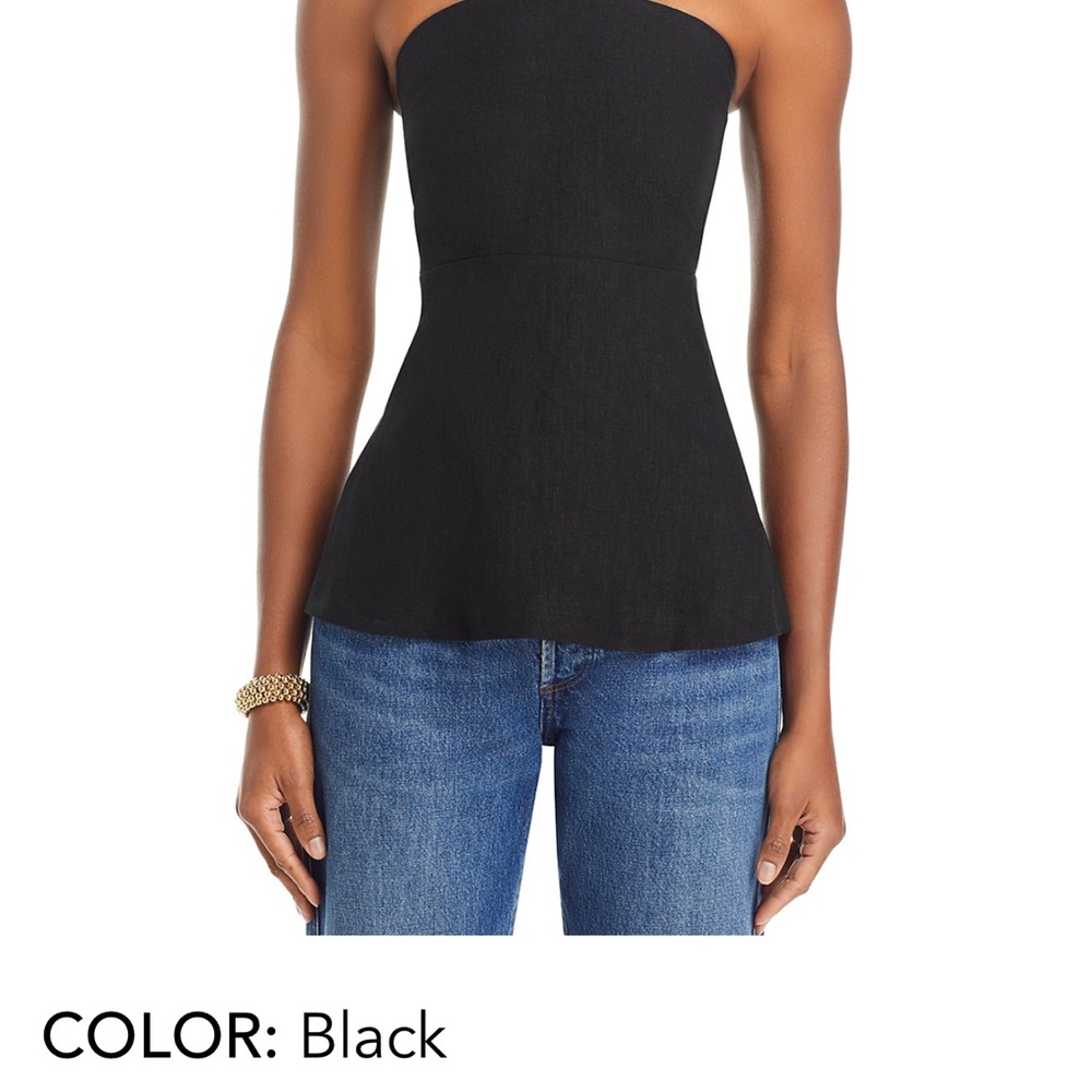 Lucy Paris Black Strapless Linen Top size S